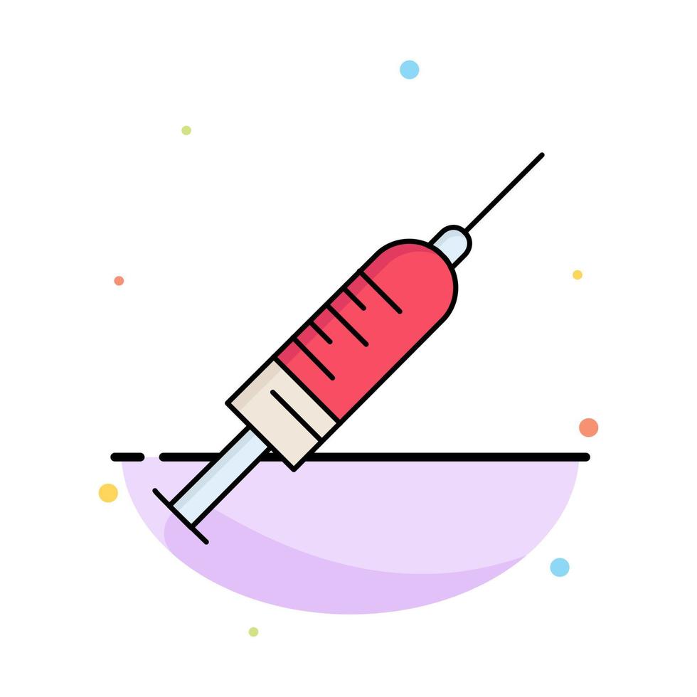 jeringa inyección vacuna aguja tiro plano color icono vector