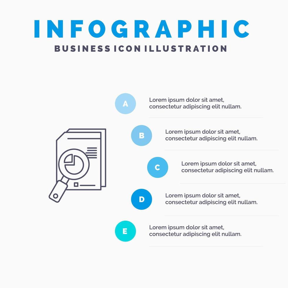 icono de línea de gráfico de datos de gráfico de análisis analítico de análisis de investigación con fondo de infografía de presentación de 5 pasos vector