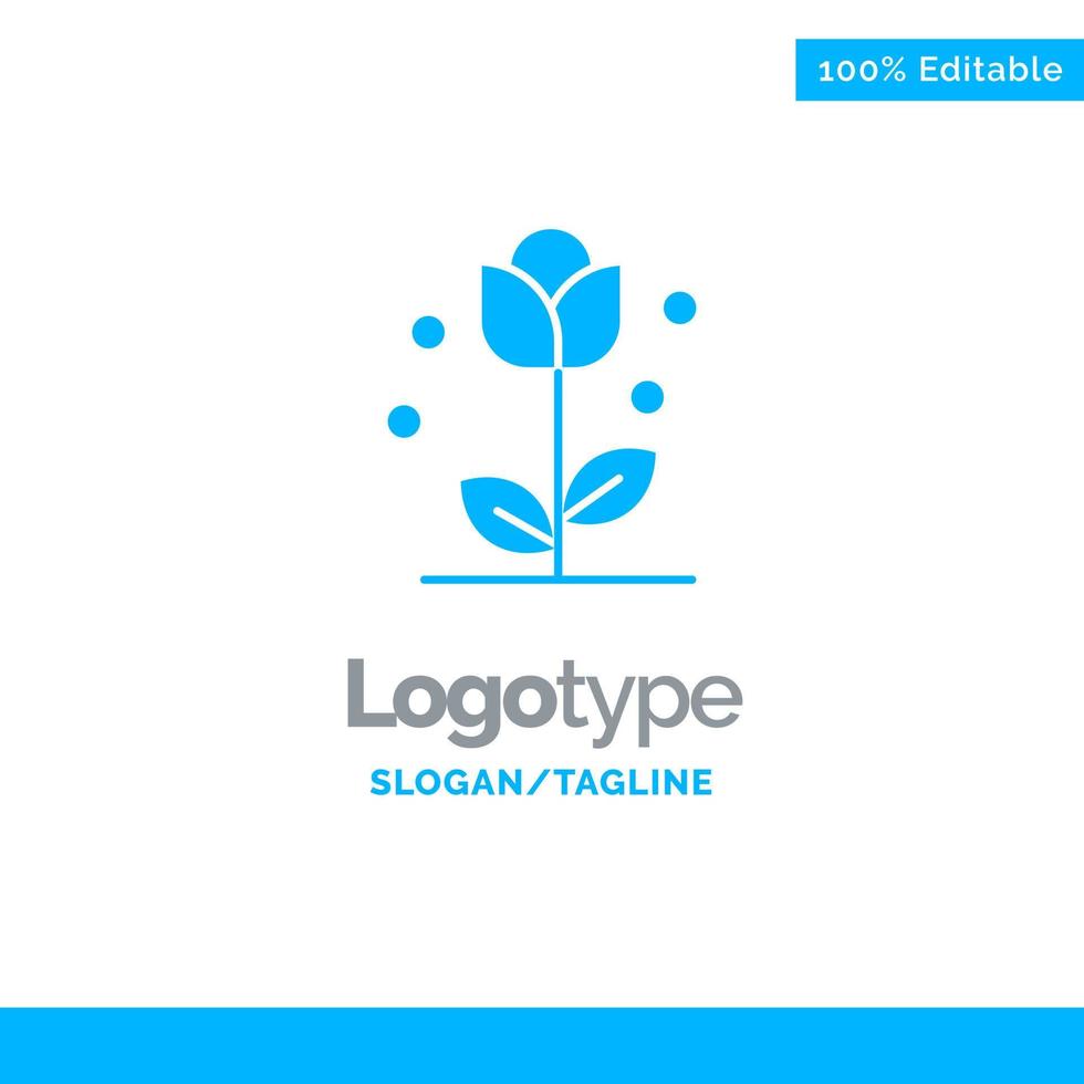 Flora Floral Flower Nature Spring Blue Solid Logo Template Place for Tagline vector