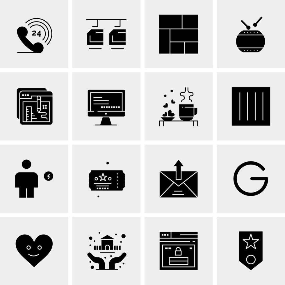 16 iconos de negocios universales vector ilustración de icono creativo para usar en proyectos relacionados con la web y dispositivos móviles