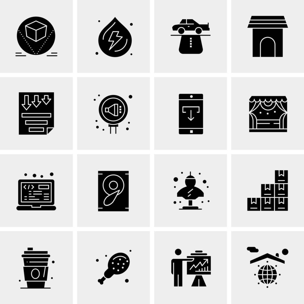 16 iconos de negocios universales vector ilustración de icono creativo para usar en proyectos relacionados con la web y dispositivos móviles