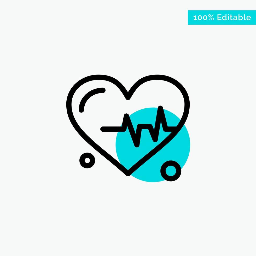 Heart Beat Science turquoise highlight circle point Vector icon