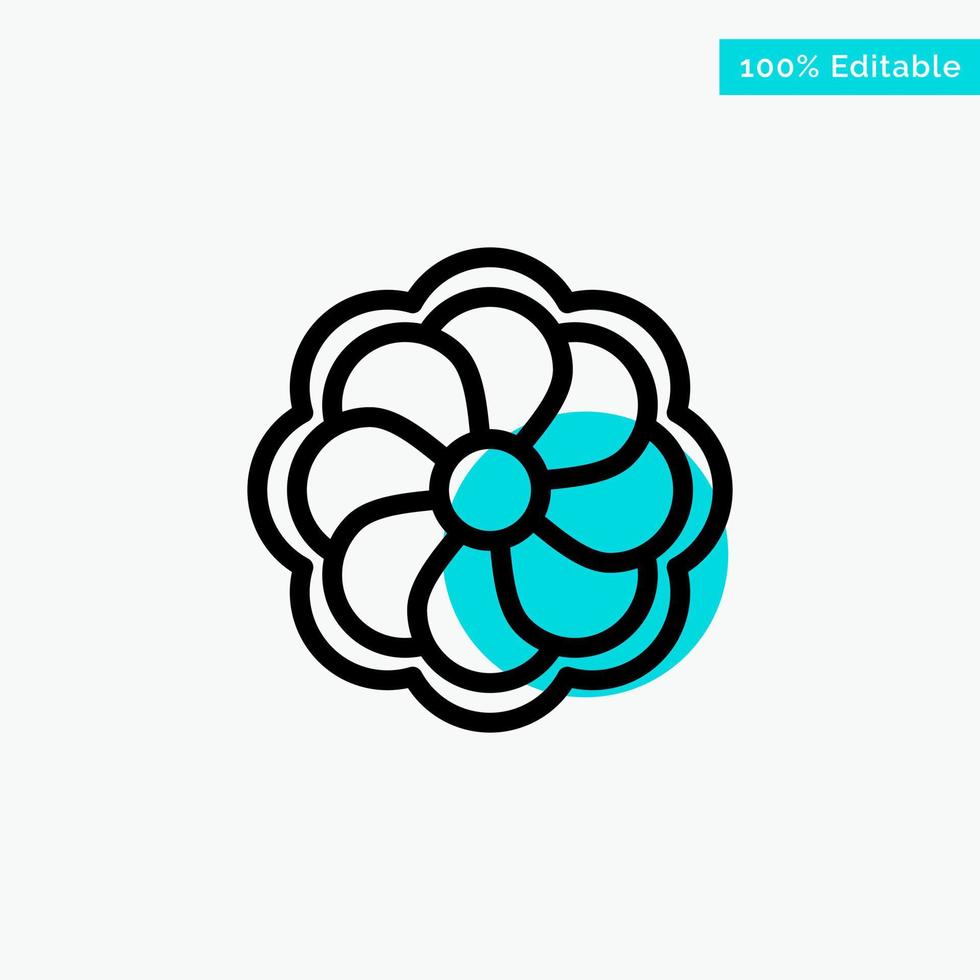 Sunflower Flower Madrigal turquoise highlight circle point Vector icon