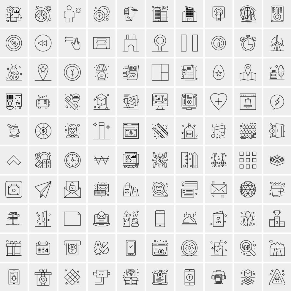 100 iconos de negocios para web y material impreso vector