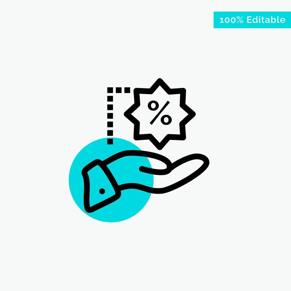 Discount Percentage Sale Shopping turquoise highlight circle point Vector icon