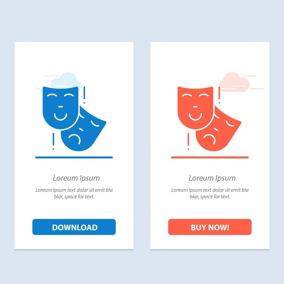 Acting Masks Persona Theater  Blue and Red Download and Buy Now web Widget Card Template vector