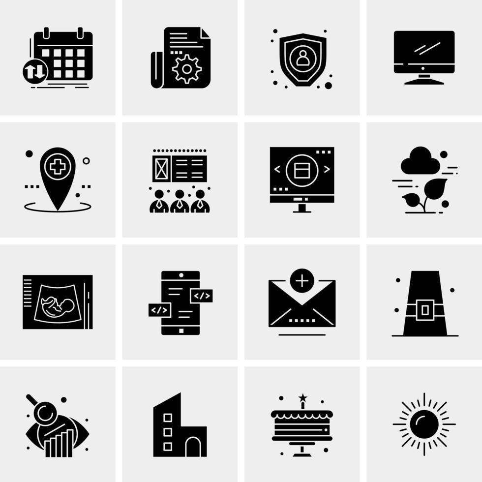 16 iconos de negocios universales vector ilustración de icono creativo para usar en proyectos relacionados con la web y dispositivos móviles