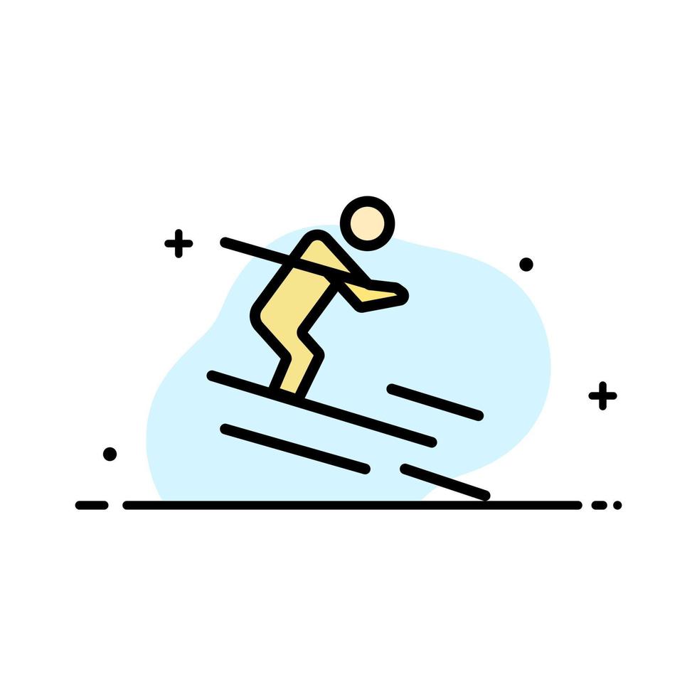 Activity Ski Skiing Sportsman  Business Flat Line Filled Icon Vector Banner Template