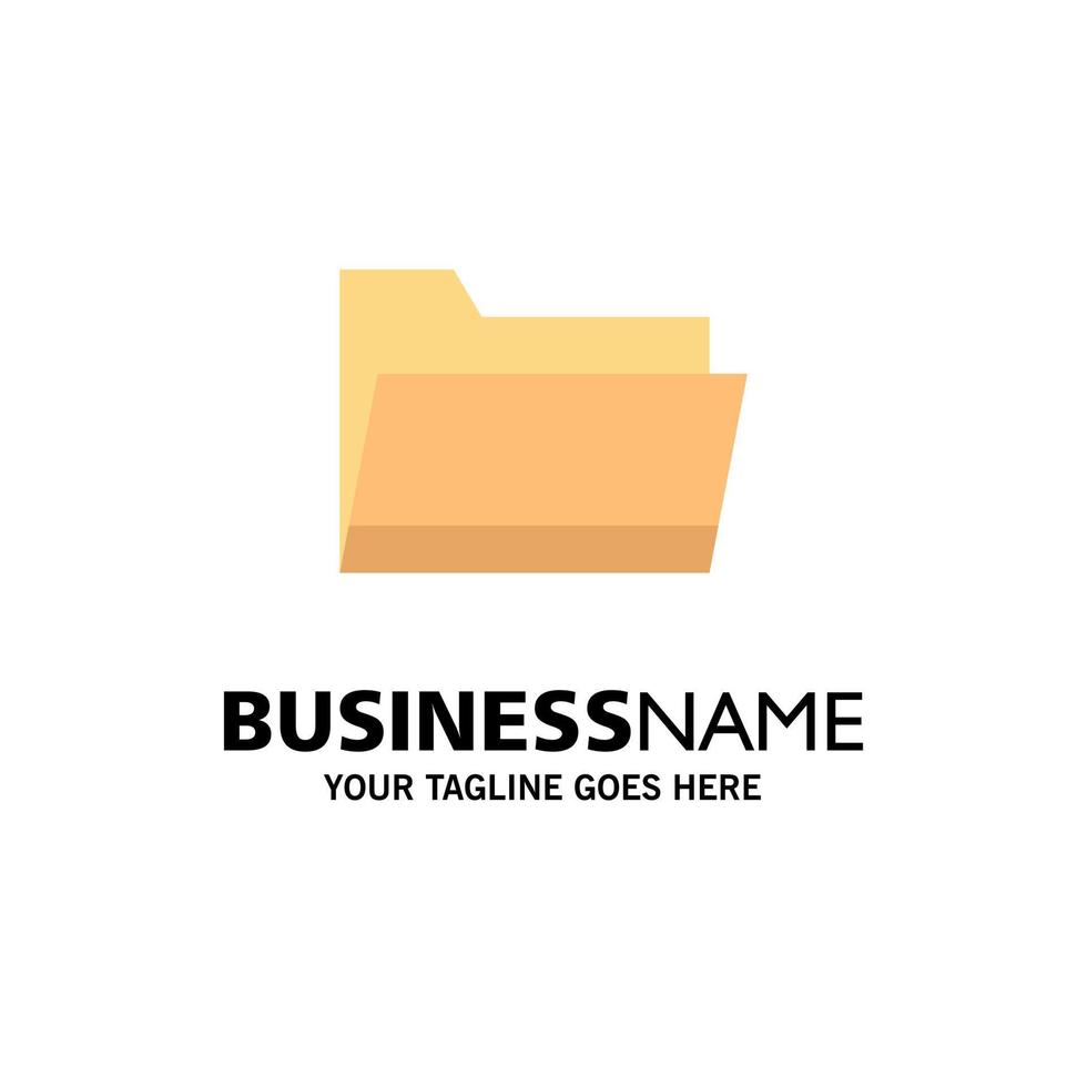 Folder Open Data Storage Business Logo Template Flat Color vector