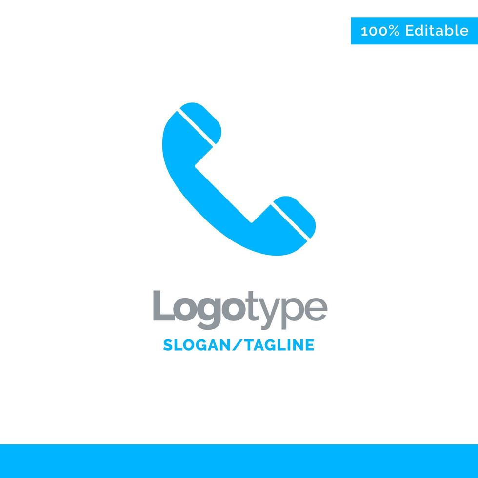 llamada contacto teléfono teléfono azul sólido logotipo plantilla lugar para eslogan vector