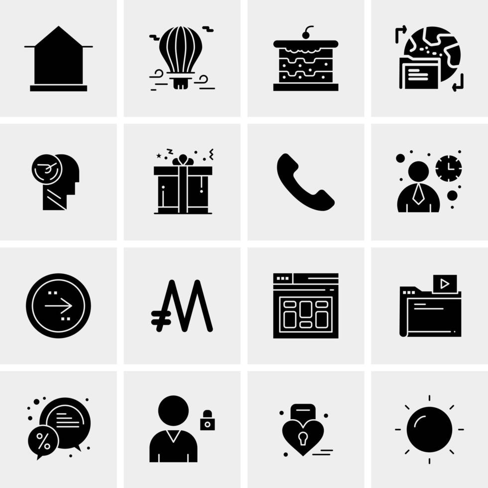 16 iconos de negocios universales vector ilustración de icono creativo para usar en proyectos relacionados con la web y dispositivos móviles