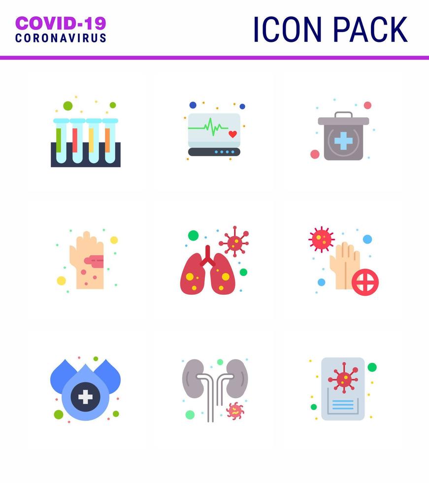 Corona virus 2019 and 2020 epidemic 9 Flat Color icon pack such as anatomy hygiene emergency hand dirty viral coronavirus 2019nov disease Vector Design Elements