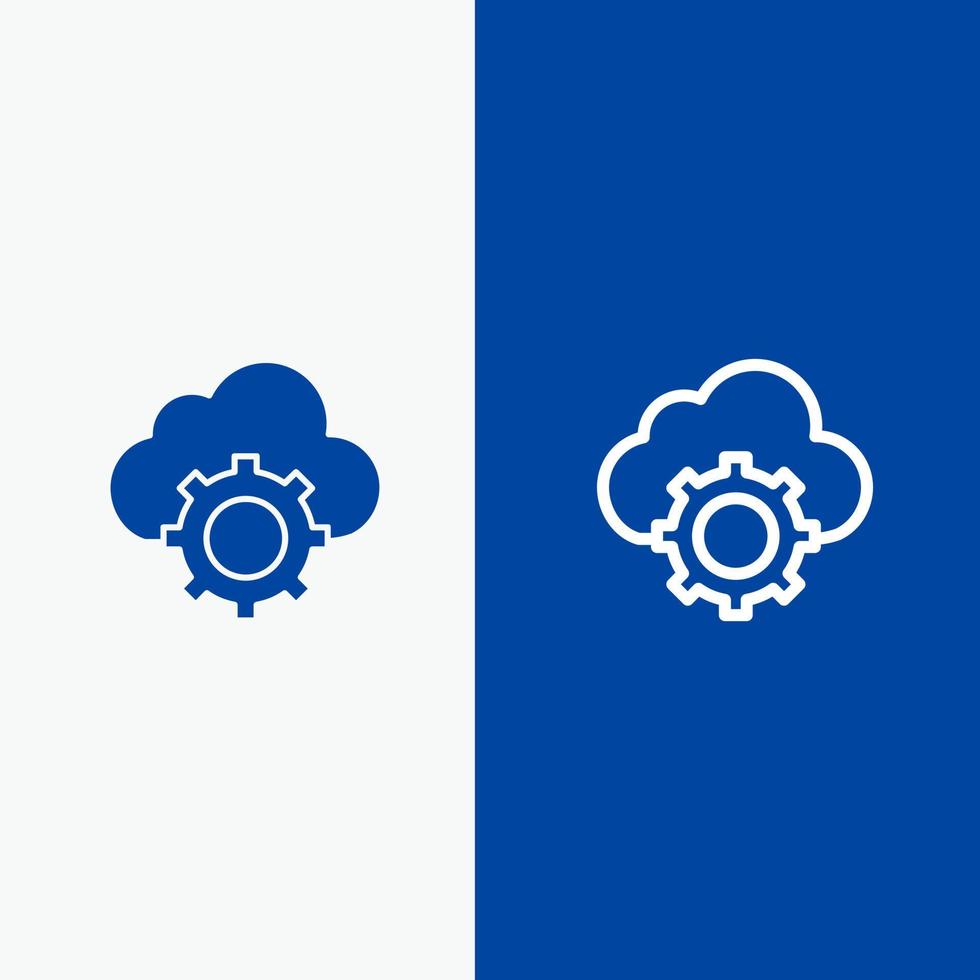 cloud cloudcomputing cloudsettings línea y glifo icono sólido bandera azul línea y glifo icono sólido bandera azul vector