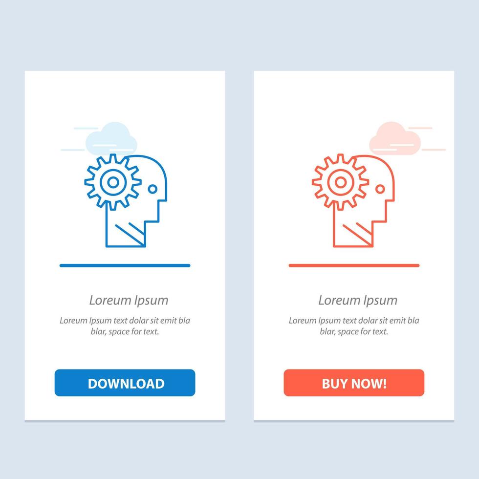 Solution Brain Gear Man Mechanism Personal Working  Blue and Red Download and Buy Now web Widget Card Template vector
