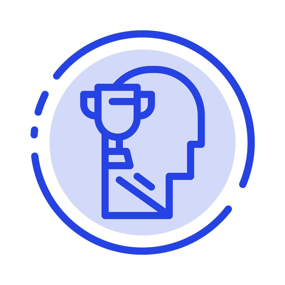 Mind Brian Award Head Blue Dotted Line Line Icon vector