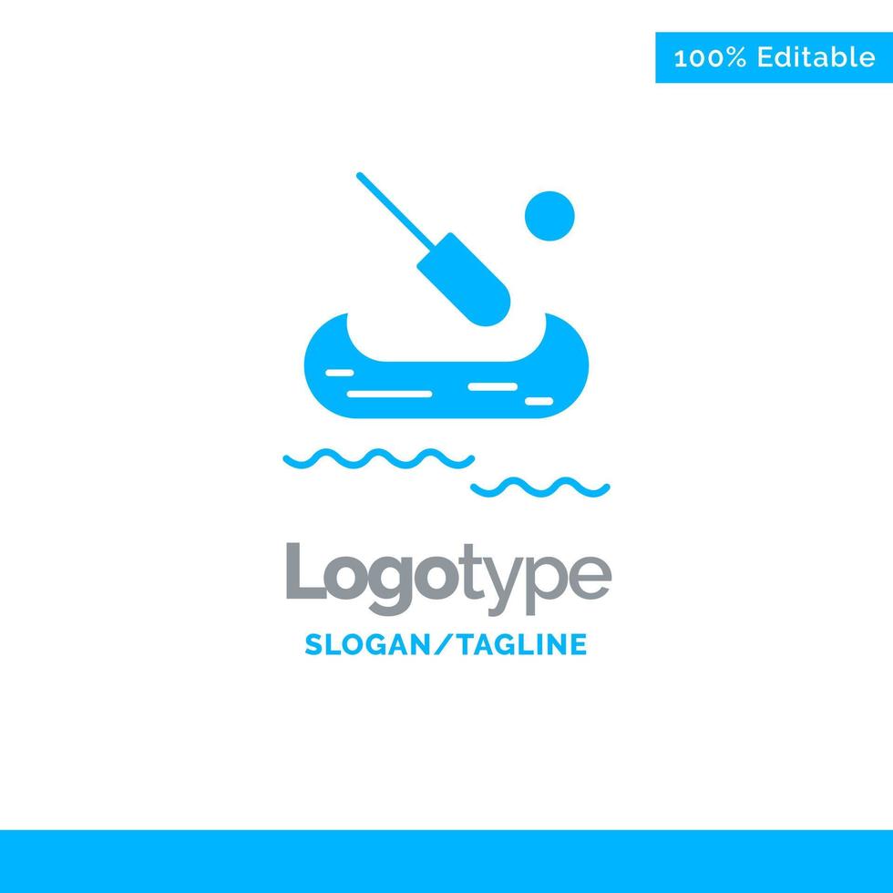 barco kayak canadá plantilla de logotipo sólido azul lugar para el eslogan vector