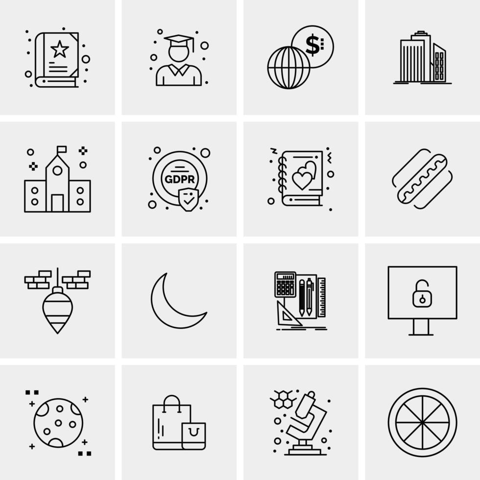 16 iconos de negocios universales vector ilustración de icono creativo para usar en proyectos relacionados con la web y dispositivos móviles