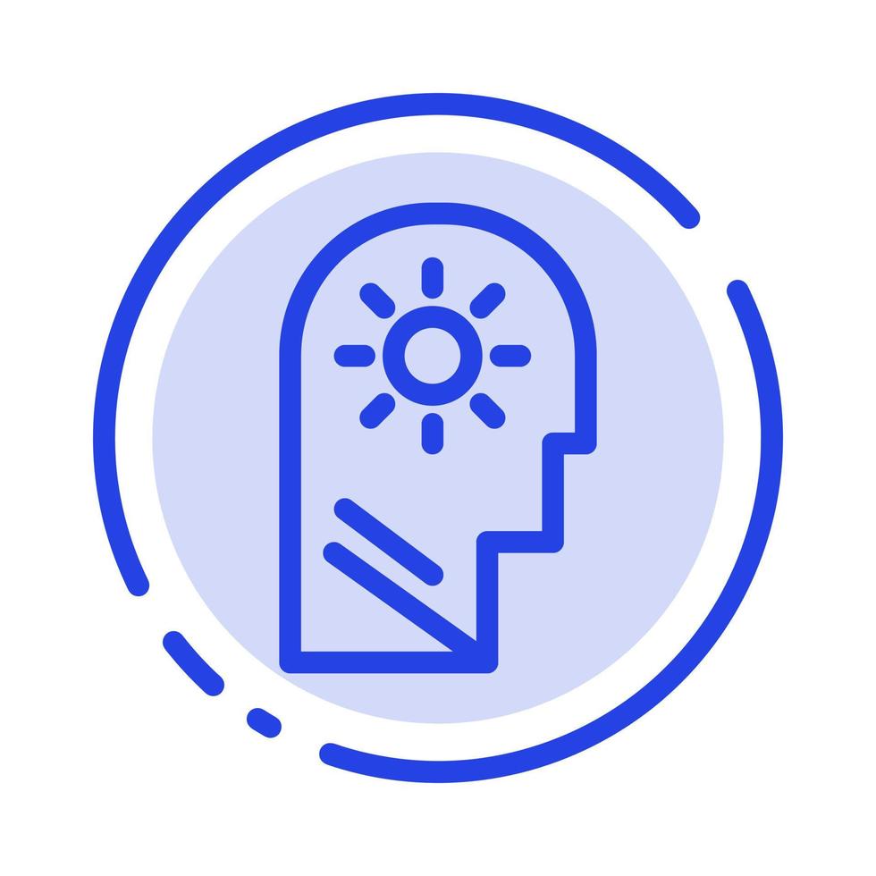 Brain Control Mind Setting Blue Dotted Line Line Icon vector