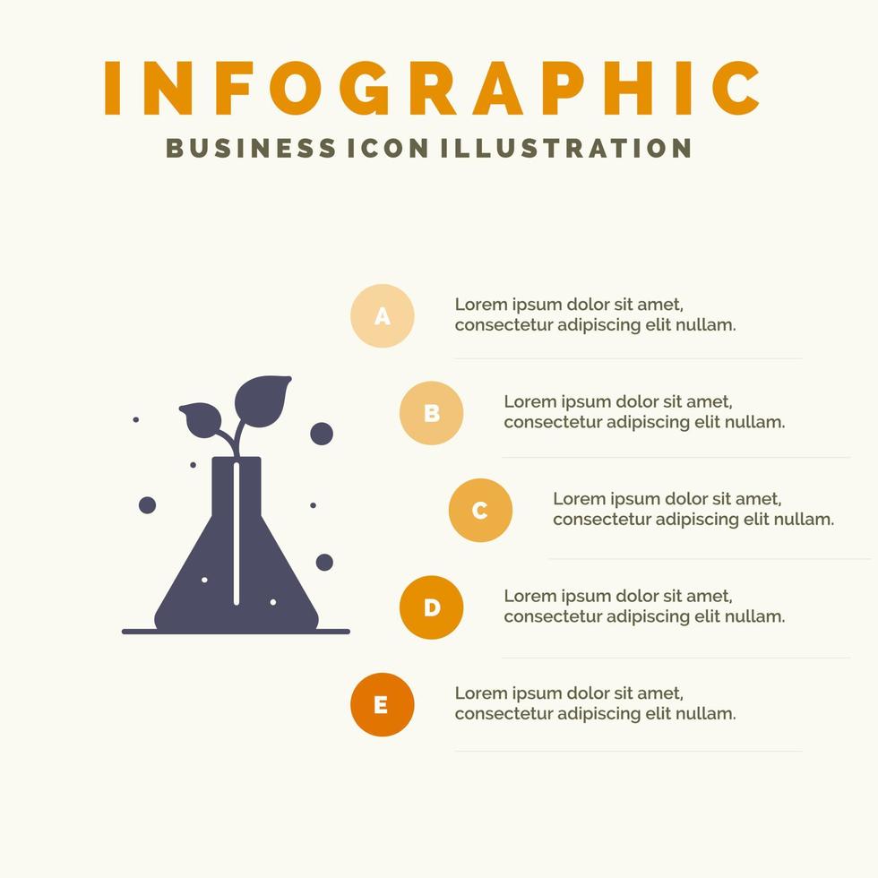 Science Flask Trees Solid Icon Infographics 5 Steps Presentation Background vector