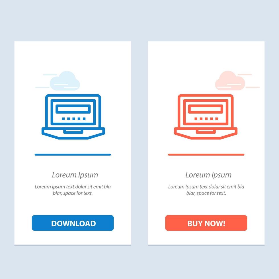 Laptop Computer Hardware Education  Blue and Red Download and Buy Now web Widget Card Template vector