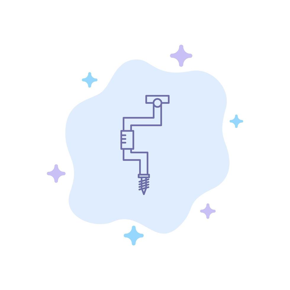 Drill Carpenter Tool Tool Well Blue Icon on Abstract Cloud Background vector