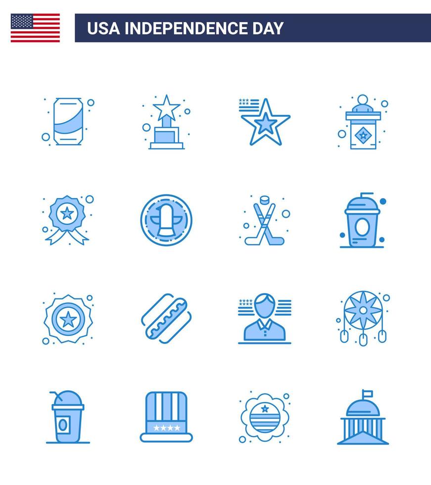 Editable Vector Line Pack of USA Day 16 Simple Blues of star badge american sign election Editable USA Day Vector Design Elements