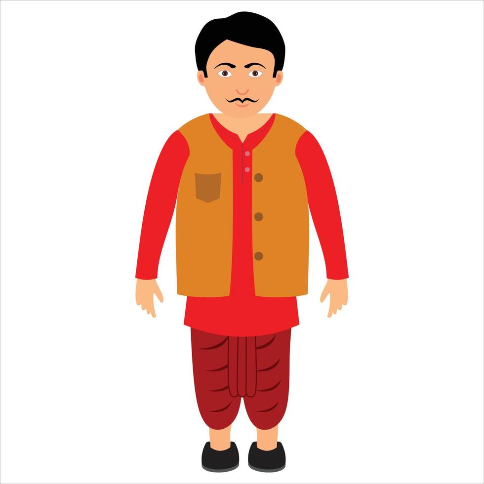 Indian Village man with dhoti and kurta Vector Free Download Free Vector