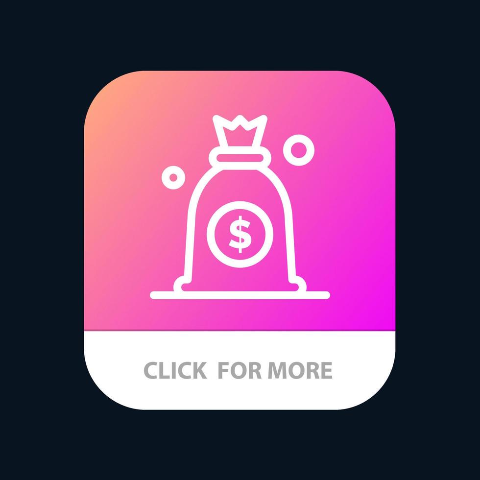 botón de aplicación móvil de bolsa de dinero en dólares versión de línea android e ios vector