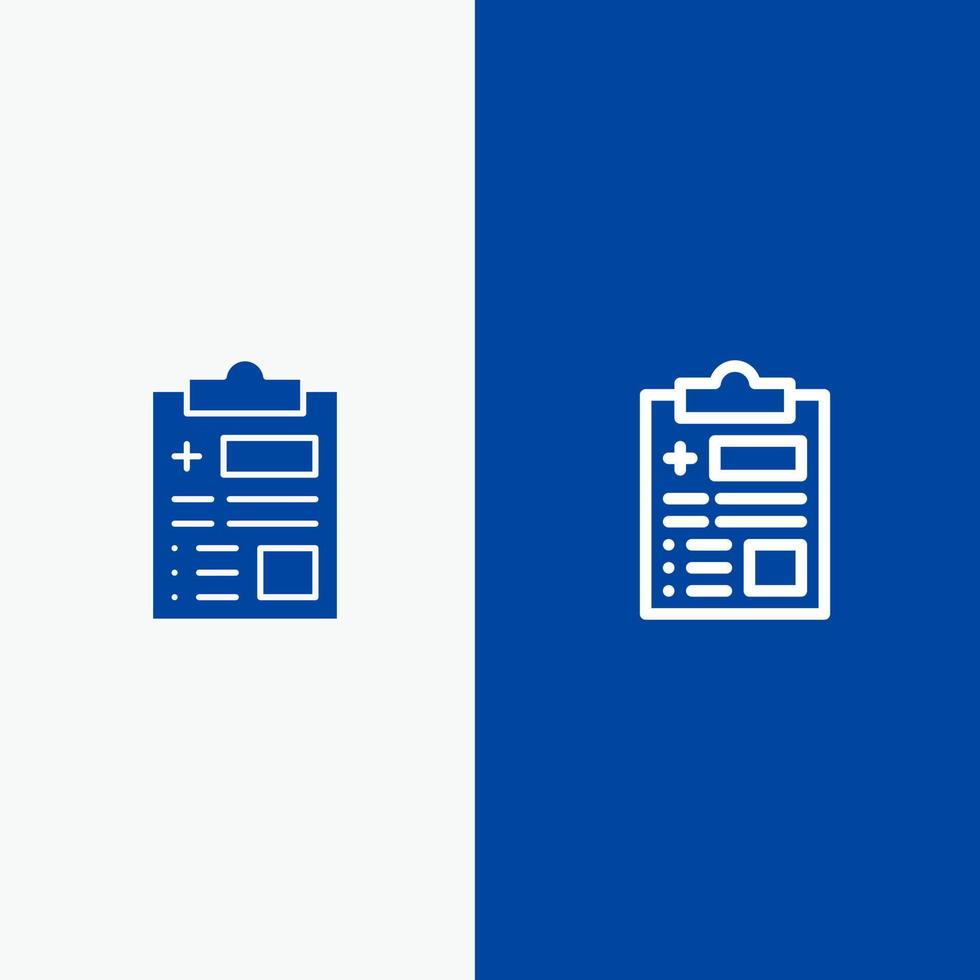 Report Record Health Healthcare Line and Glyph Solid icon Blue banner vector