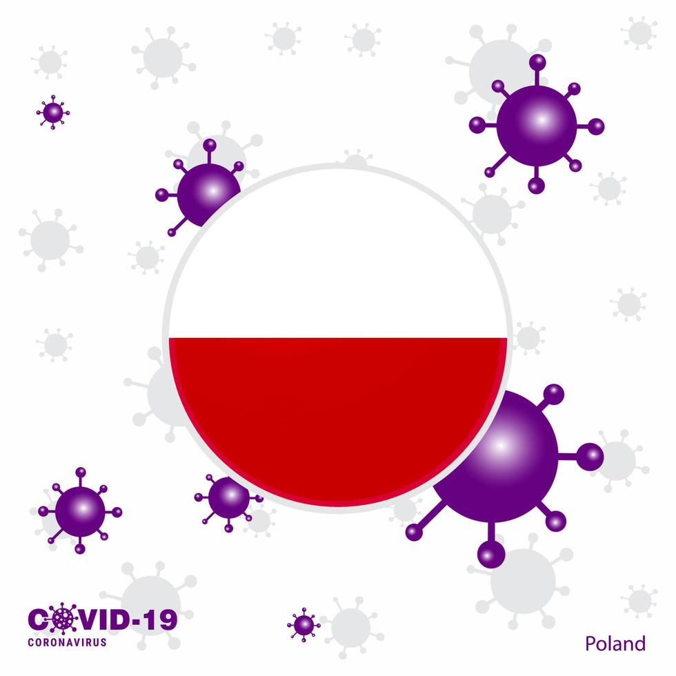 Pray For Poland COVID19 Coronavirus Typography Flag Stay home Stay Healthy Take care of your own health vector