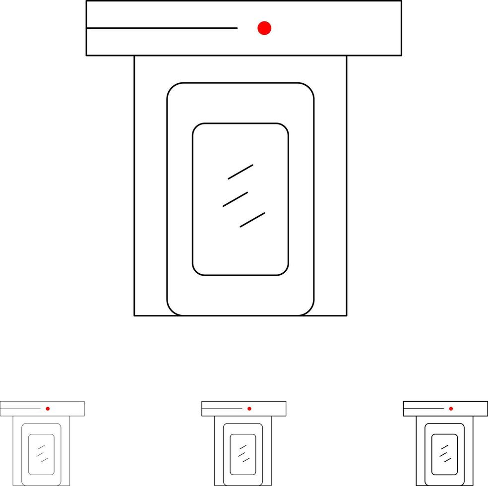 conjunto de iconos de línea negra audaz y delgada de la puerta de la nube lluviosa vector