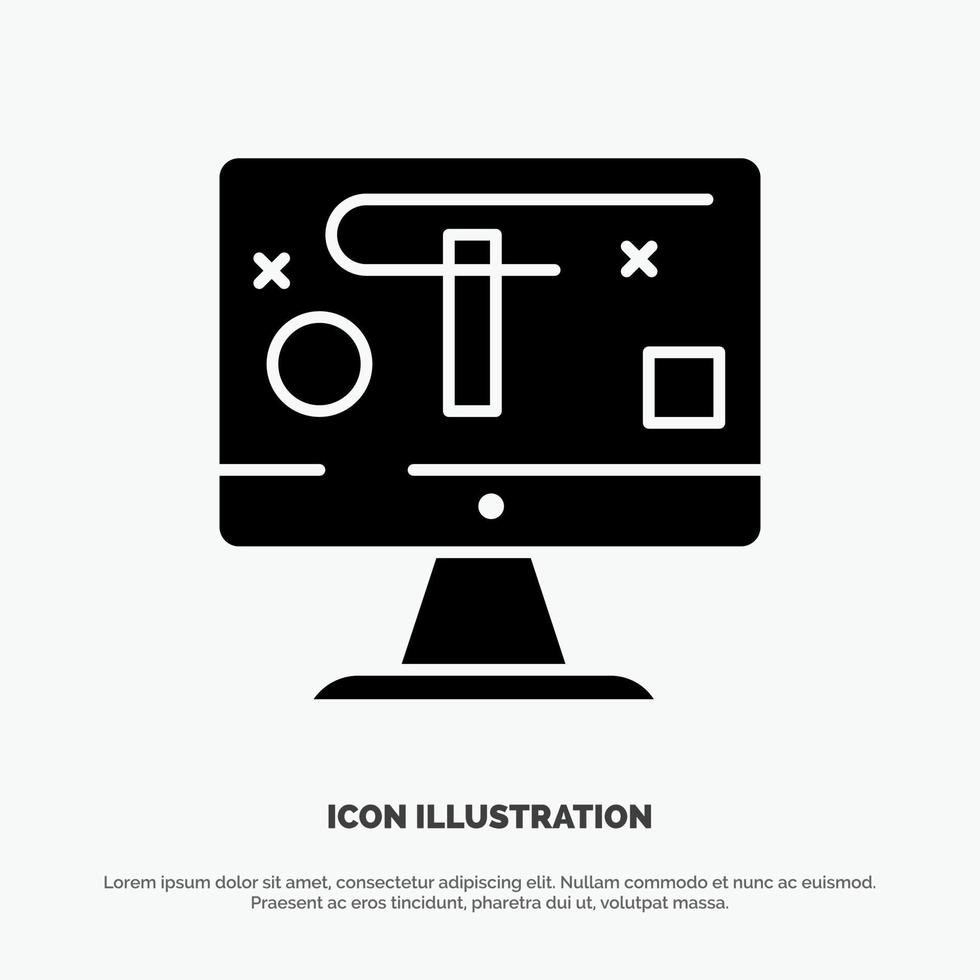 vector de icono de glifo sólido de gráficos de pantalla de diseño de computadora