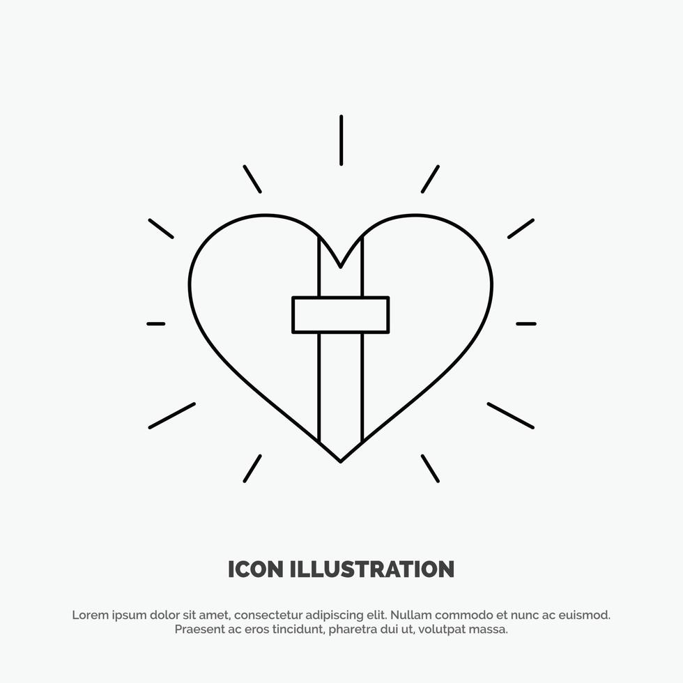 Love Heart Celebration Christian Easter Line Icon Vector
