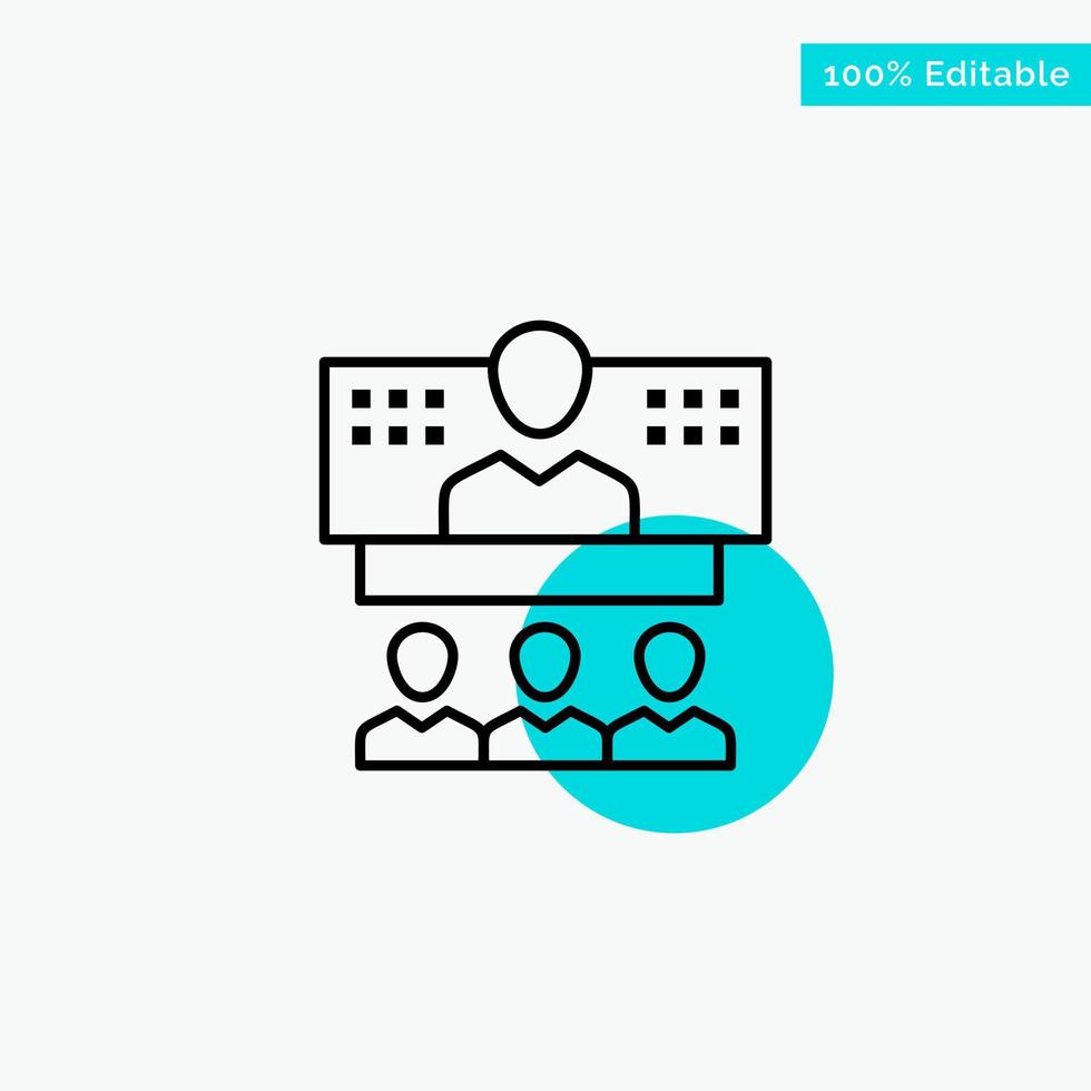 Conference Business Call Connection Internet Online turquoise highlight circle point Vector icon