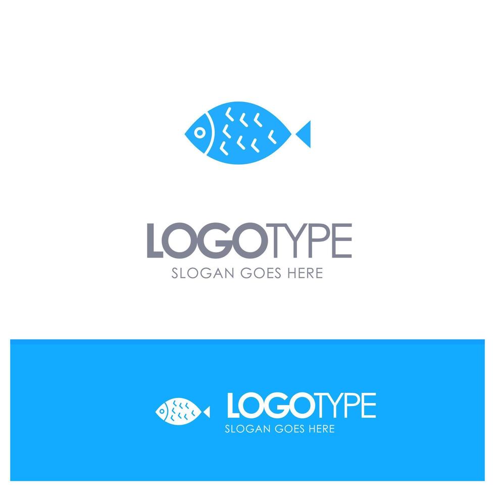 comida de pescado pascua comer logotipo sólido azul con lugar para el eslogan vector