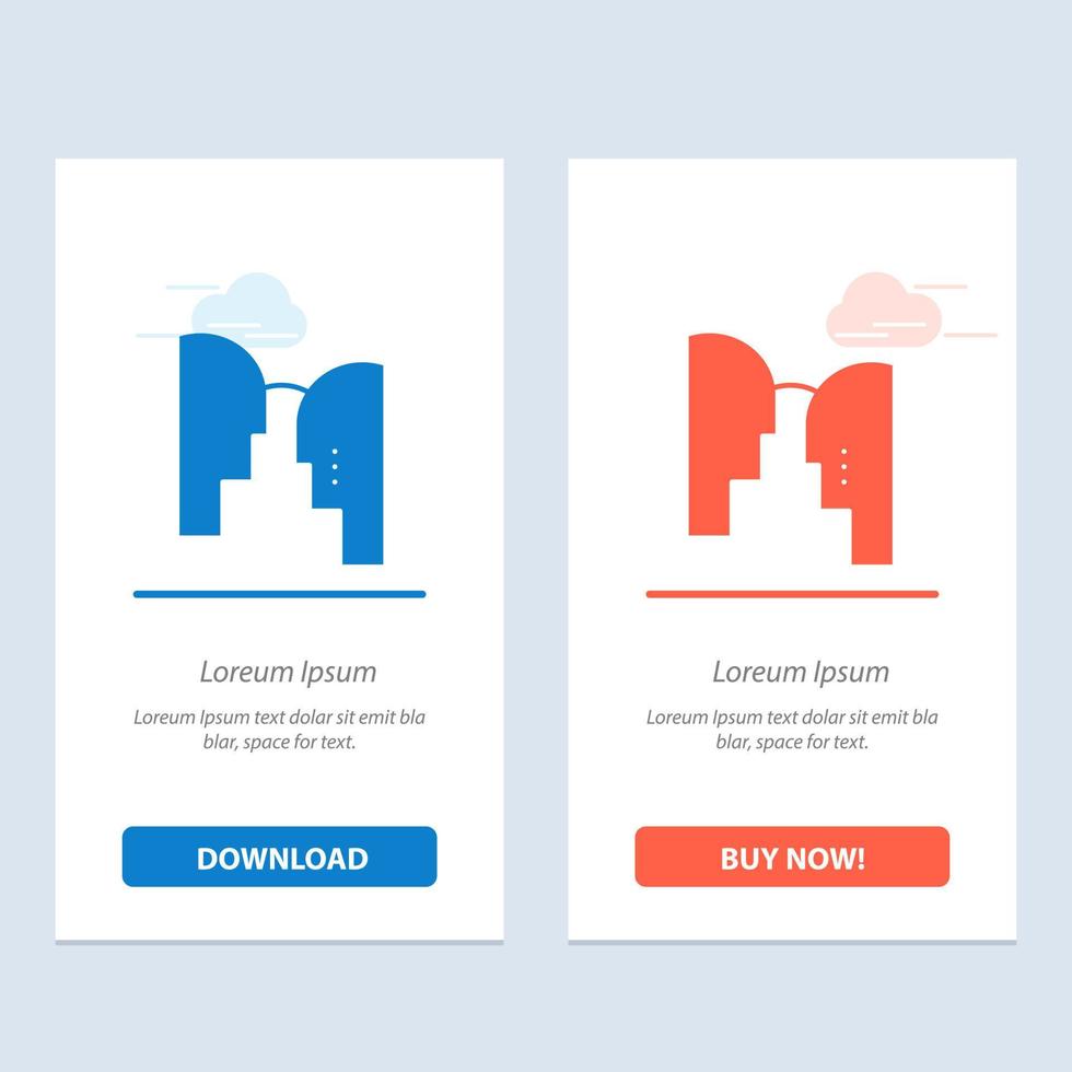 Brain Head Mind Transfer  Blue and Red Download and Buy Now web Widget Card Template vector