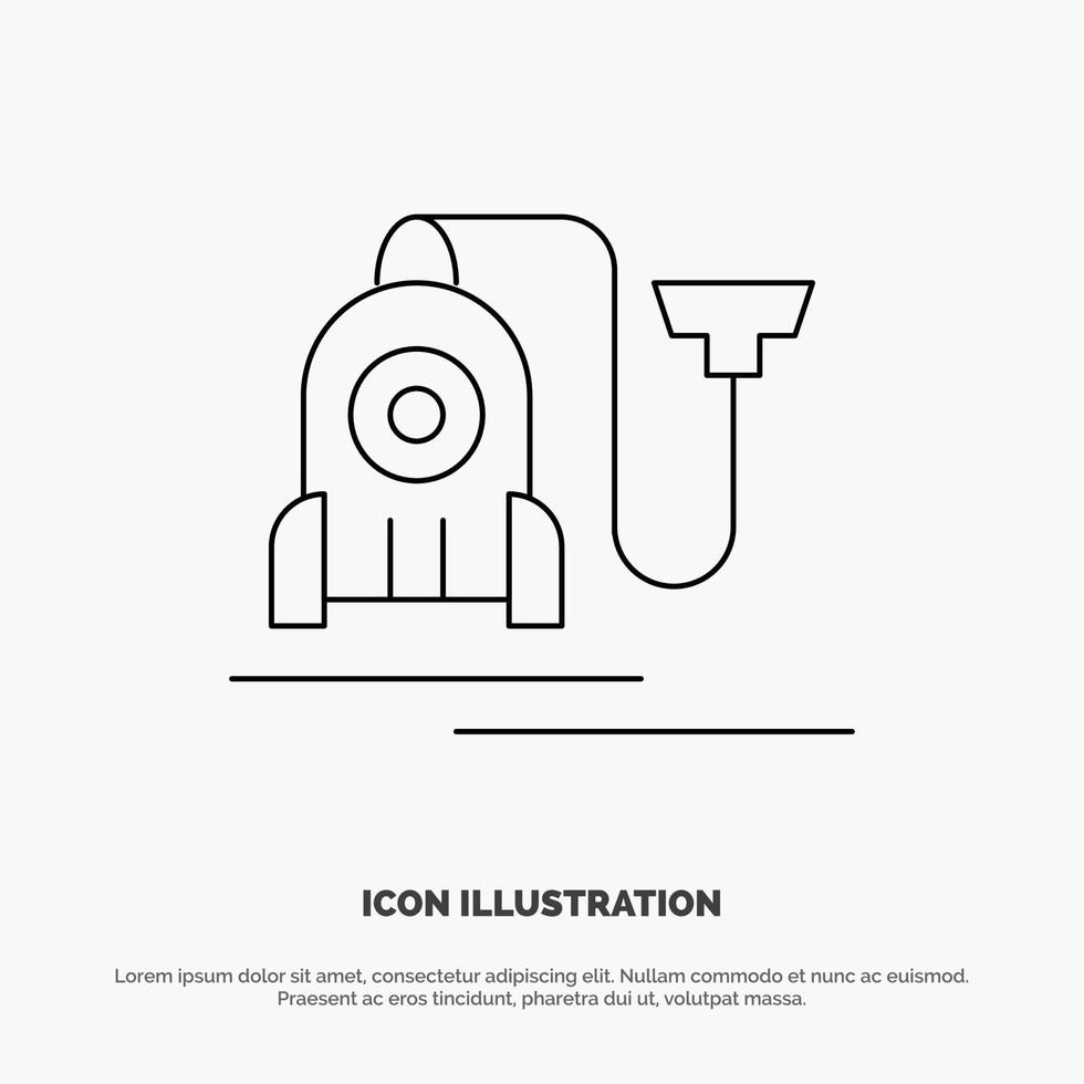 Vacuum Machine Hotel Cable Vector Line Icon