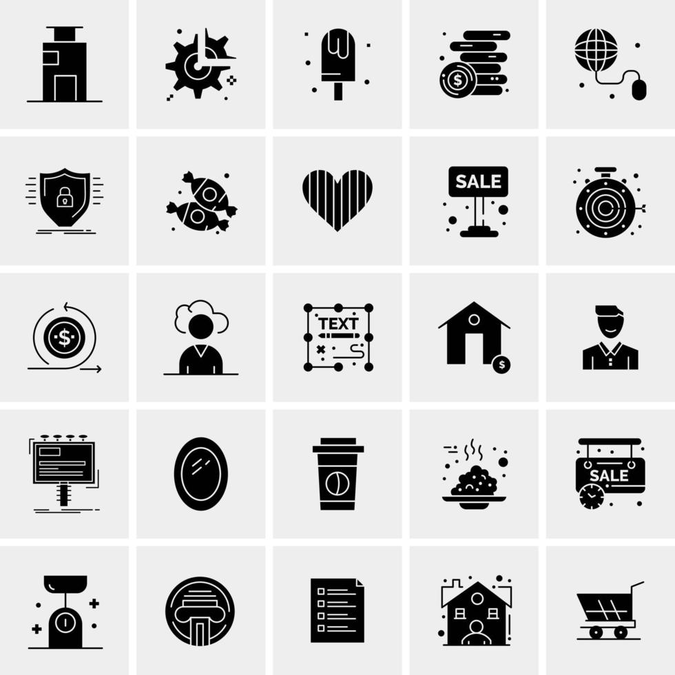 25 iconos de negocios universales vector ilustración de icono creativo para usar en proyectos relacionados con la web y dispositivos móviles