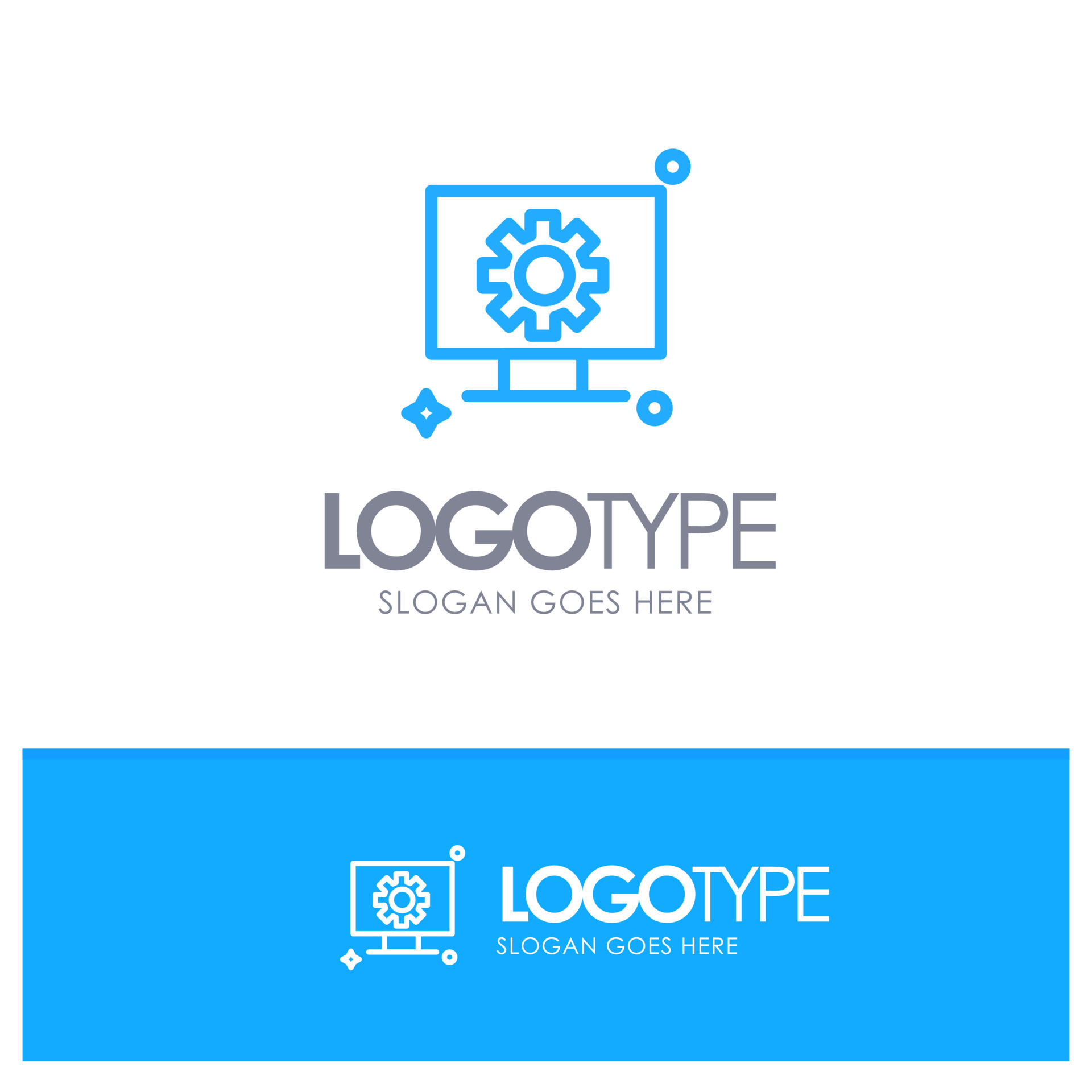 Computer Hardware Setting Gear Blue Outline Logo Place for Tagline