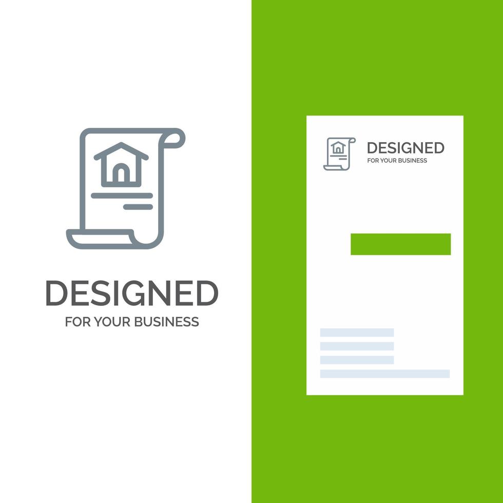 Construction Document Home Building Grey Logo Design and Business Card Template vector