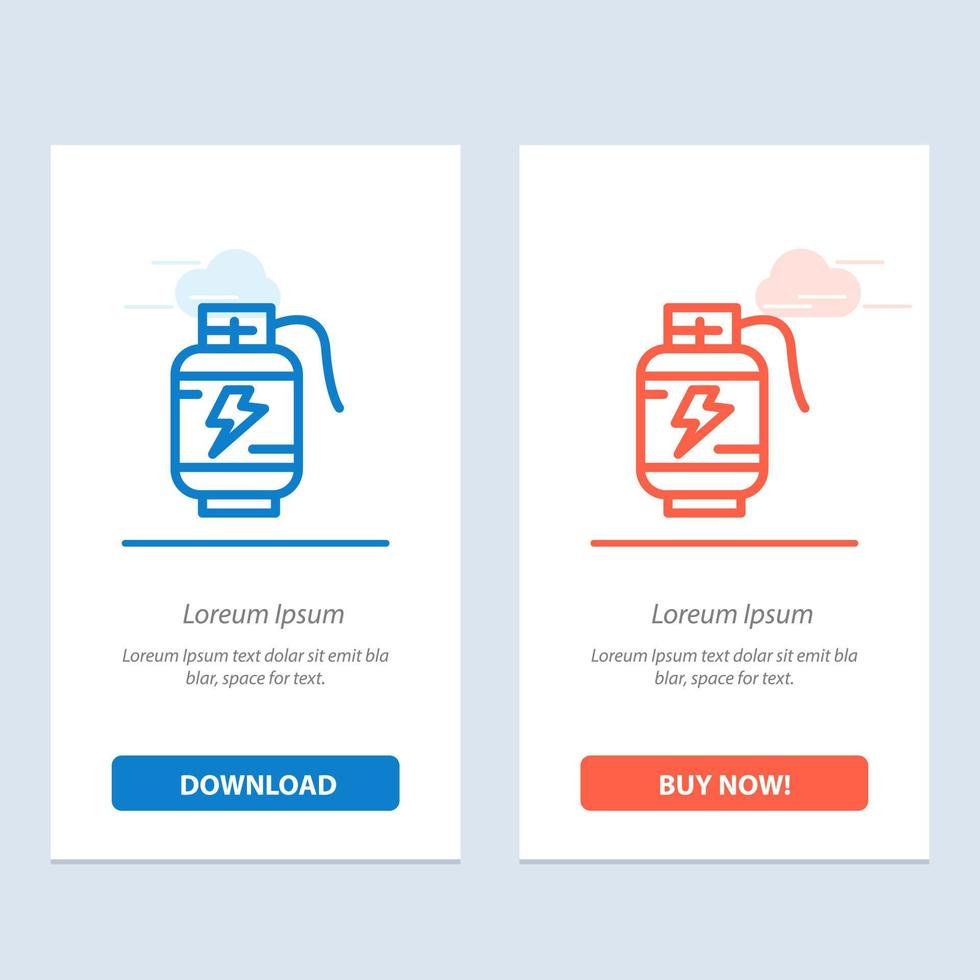 Accumulator Battery Power Charge  Blue and Red Download and Buy Now web Widget Card Template vector