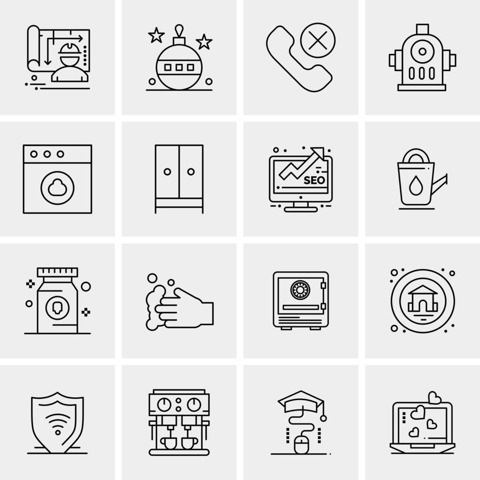 16 iconos de negocios universales vector ilustración de icono creativo para usar en proyectos relacionados con la web y dispositivos móviles