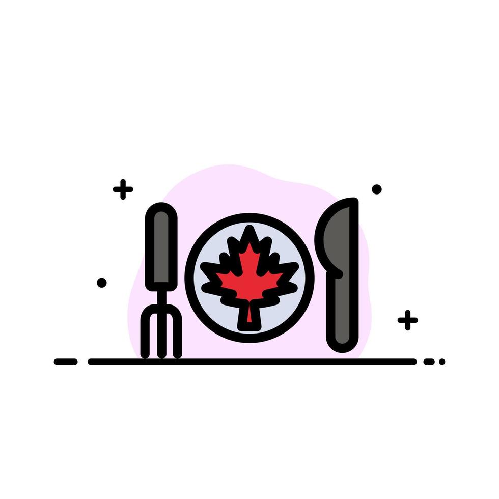 Dinner Autumn Canada Leaf  Business Flat Line Filled Icon Vector Banner Template
