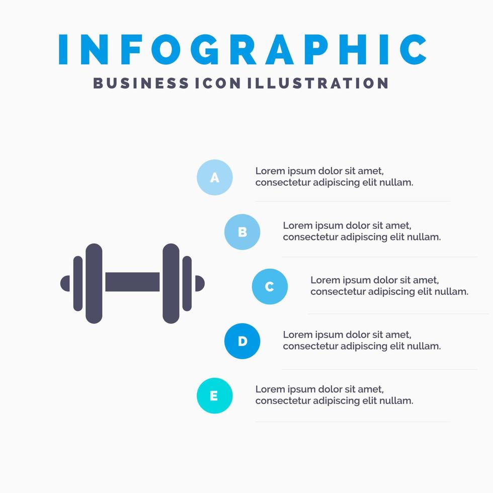 Dumbbell Fitness Sport Motivation Solid Icon Infographics 5 Steps Presentation Background vector