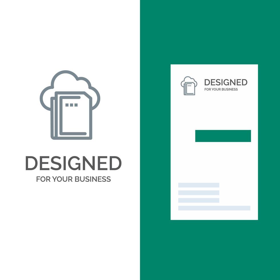 Cloud File Data Computing Grey Logo Design and Business Card Template vector
