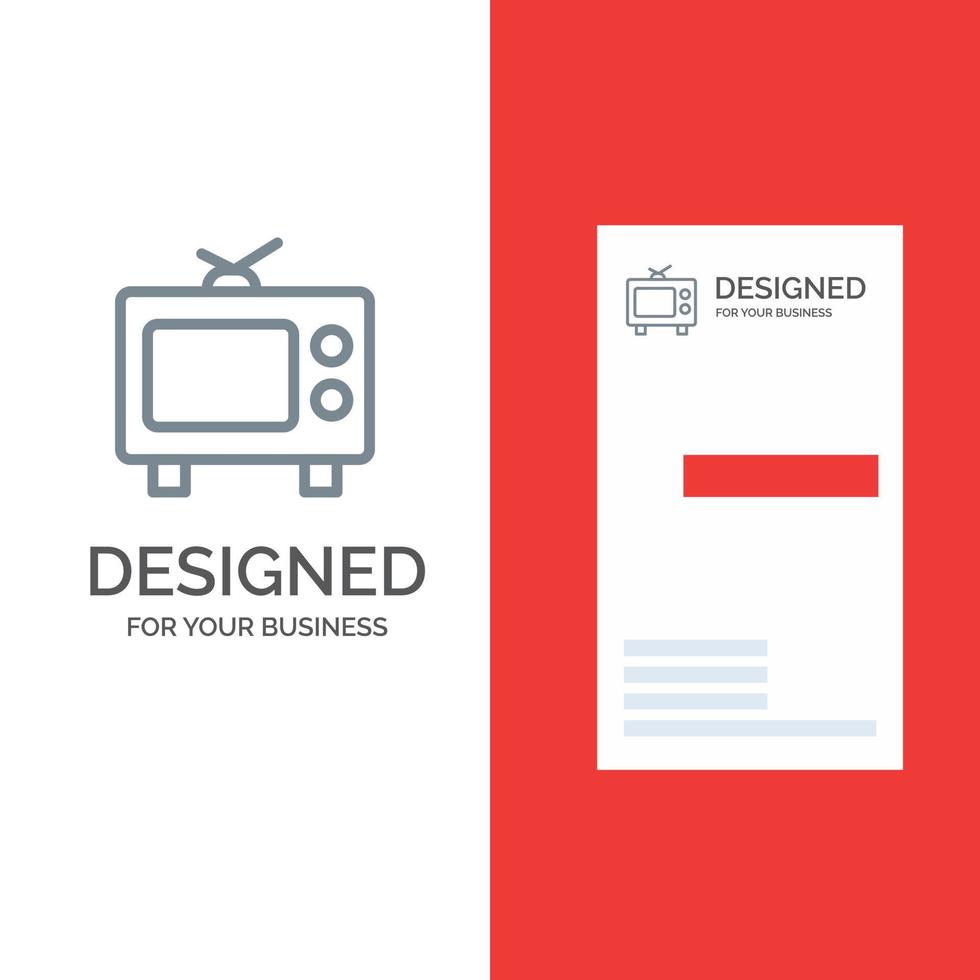 TV Television Media Grey Logo Design and Business Card Template vector