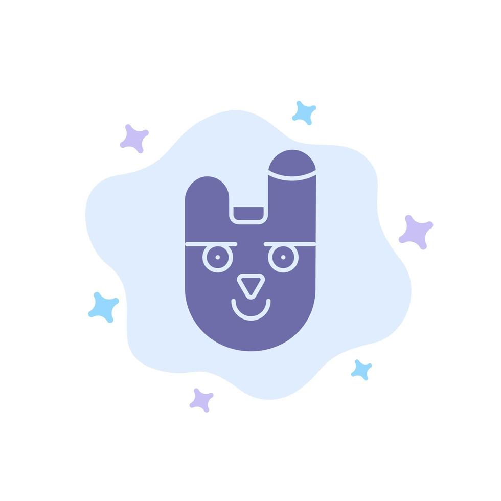 Animal Bunny Face Rabbit Blue Icon on Abstract Cloud Background vector