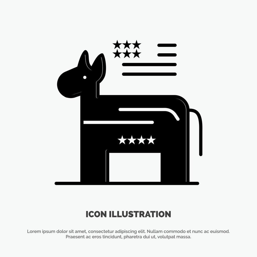Donkey American Political Symbol solid Glyph Icon vector