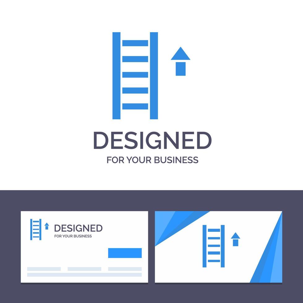 tarjeta de visita creativa y plantilla de logotipo escalera escalera flecha ilustración vectorial vector