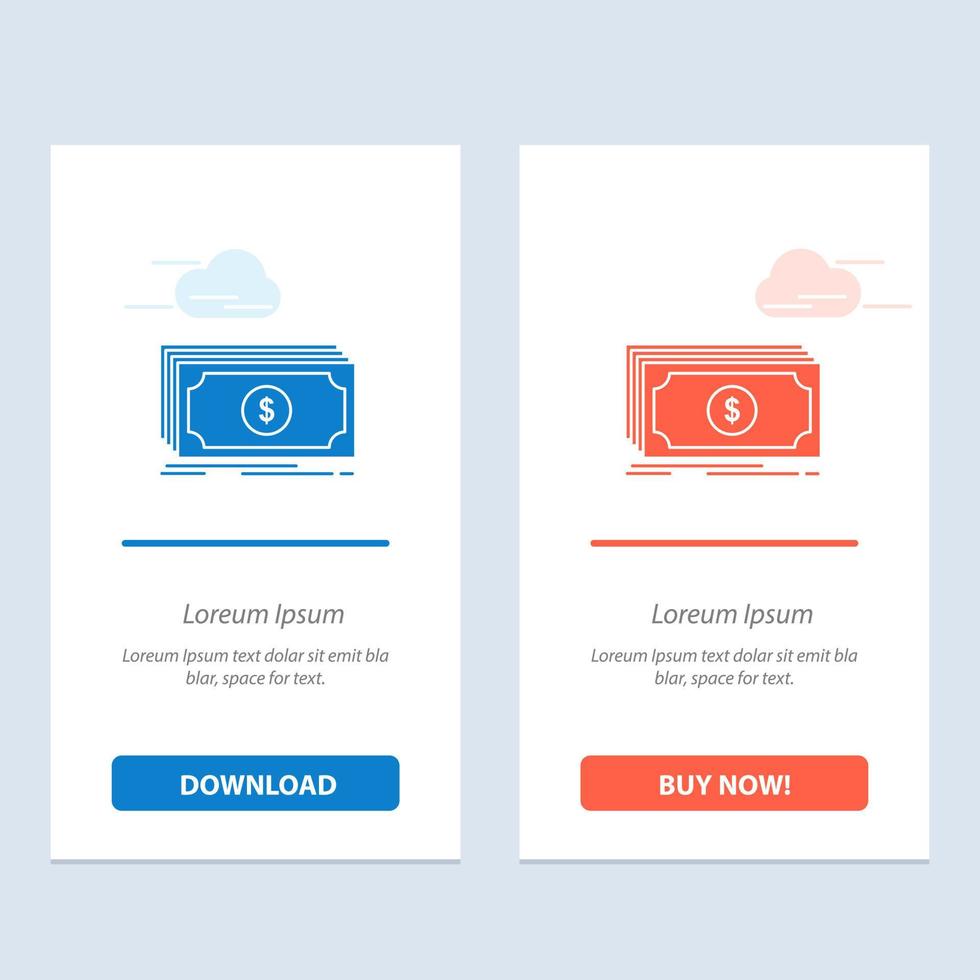 Money Fund Transfer Dollar  Blue and Red Download and Buy Now web Widget Card Template vector